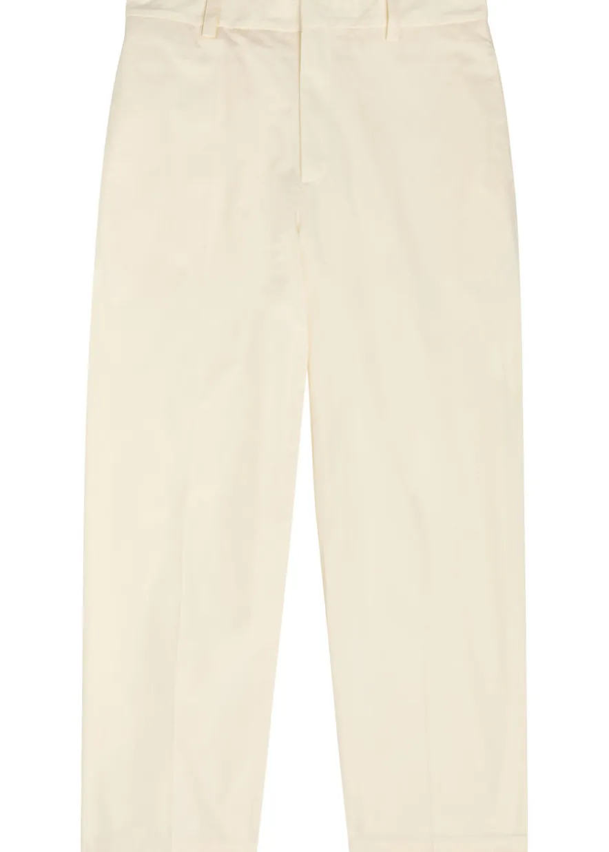 Checked straight-leg wool and linen-blend trousers