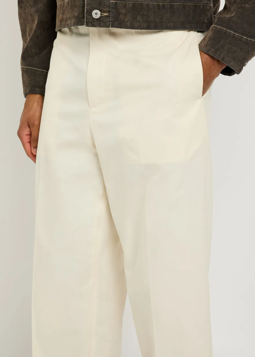 Checked straight-leg wool and linen-blend trousers