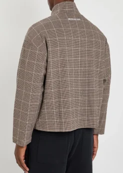 Checked textured woven track jacket