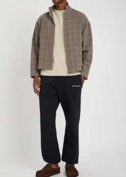 Checked textured woven track jacket