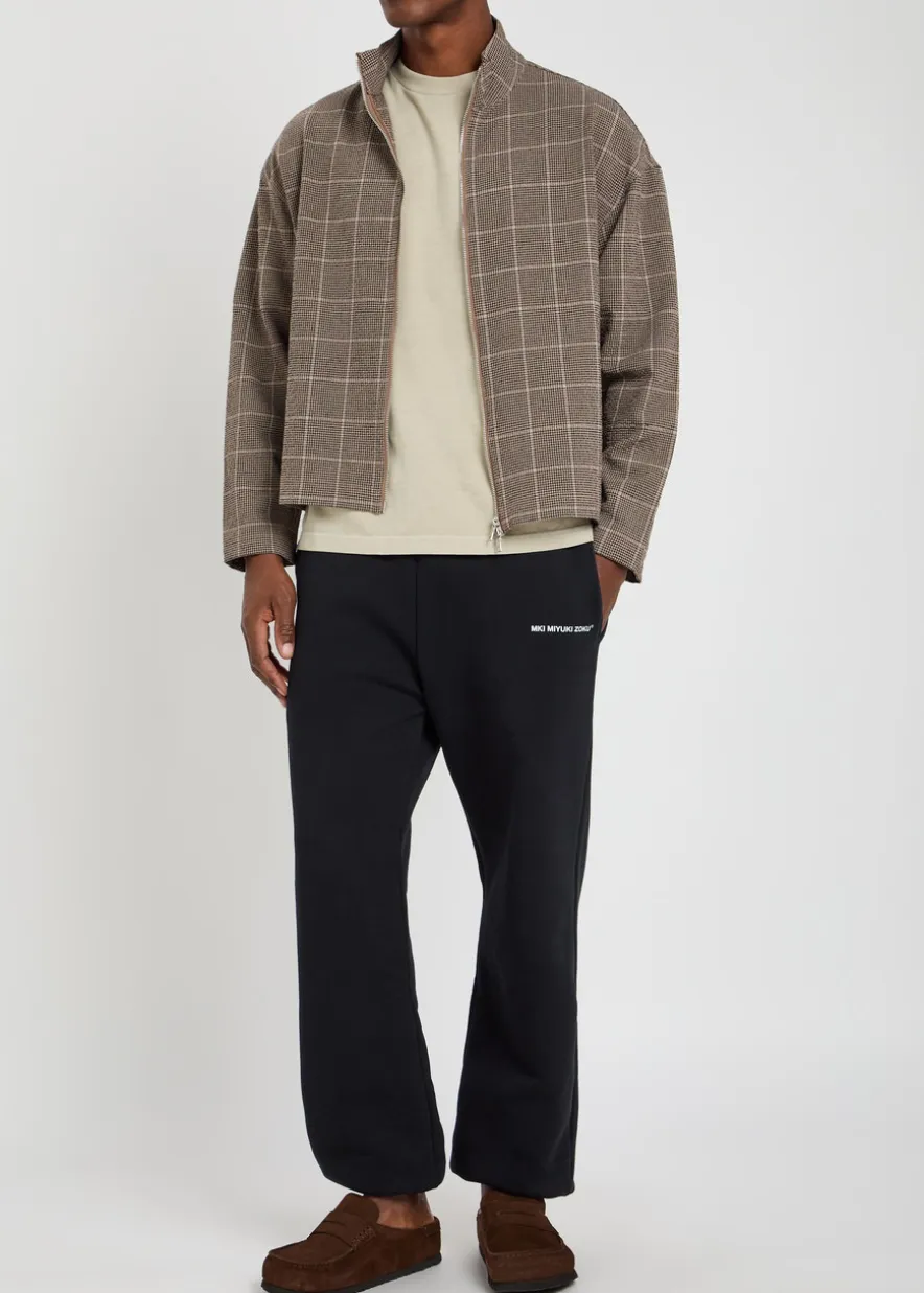 Checked textured woven track jacket