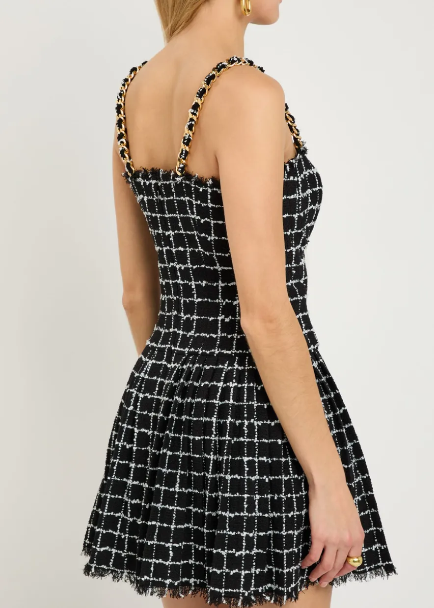 Checked tweed mini dress