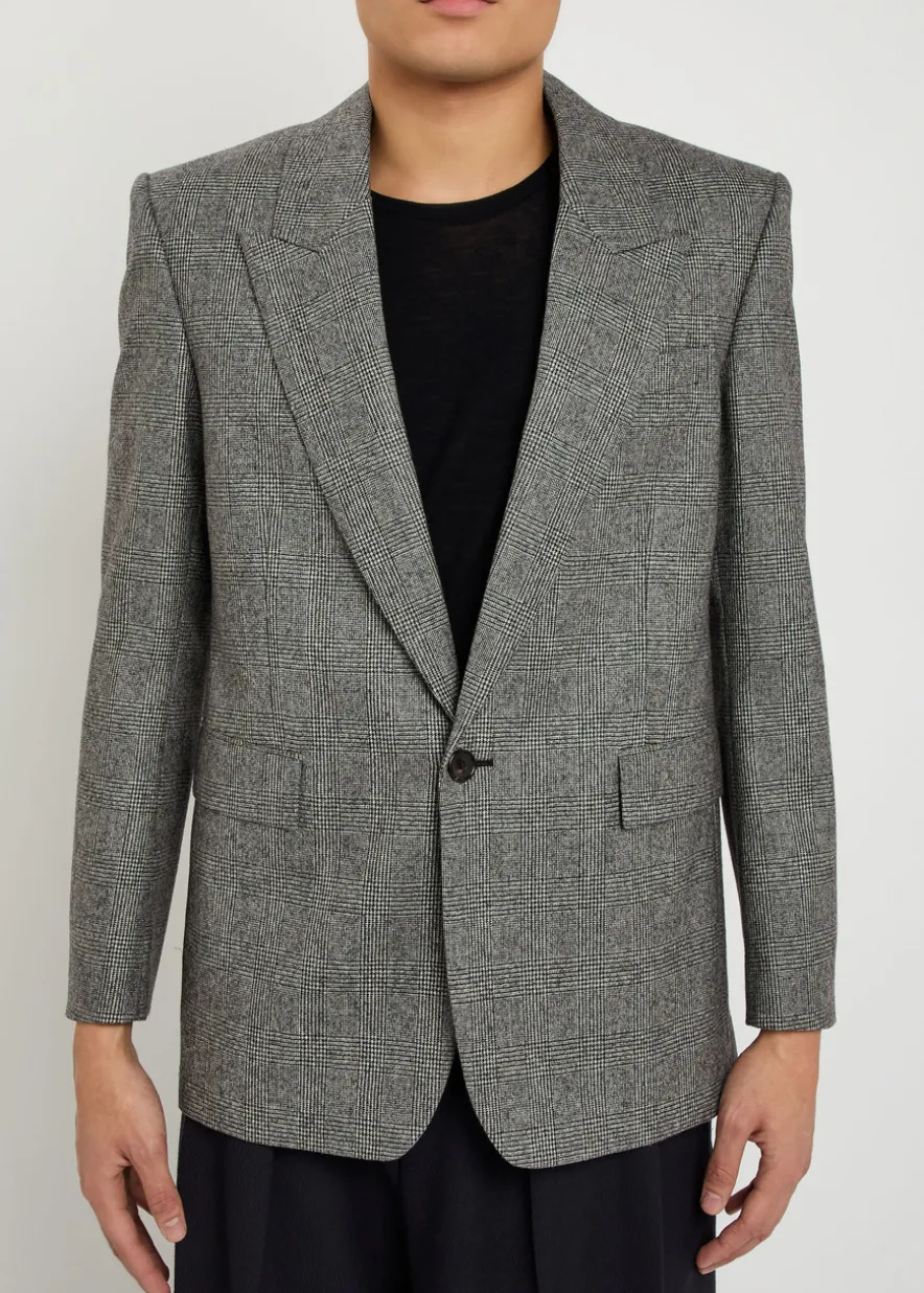 Checked wool blazer