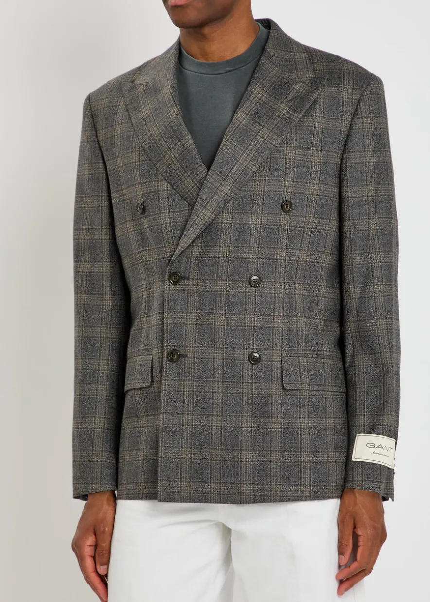 Checked wool blazer