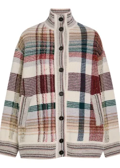 Checked wool-blend cardigan