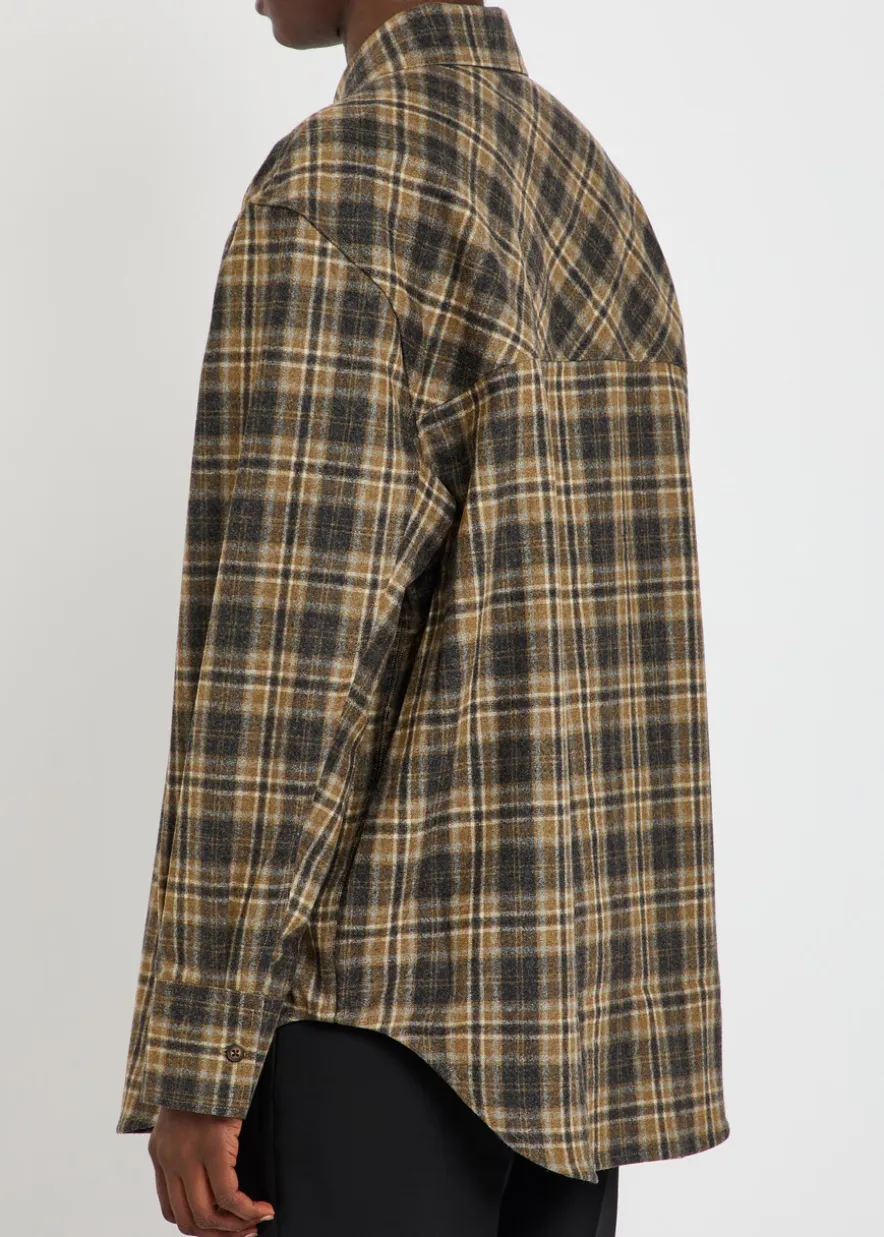 Checked wool-blend overshirt
