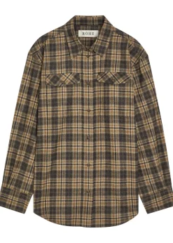 Checked wool-blend overshirt