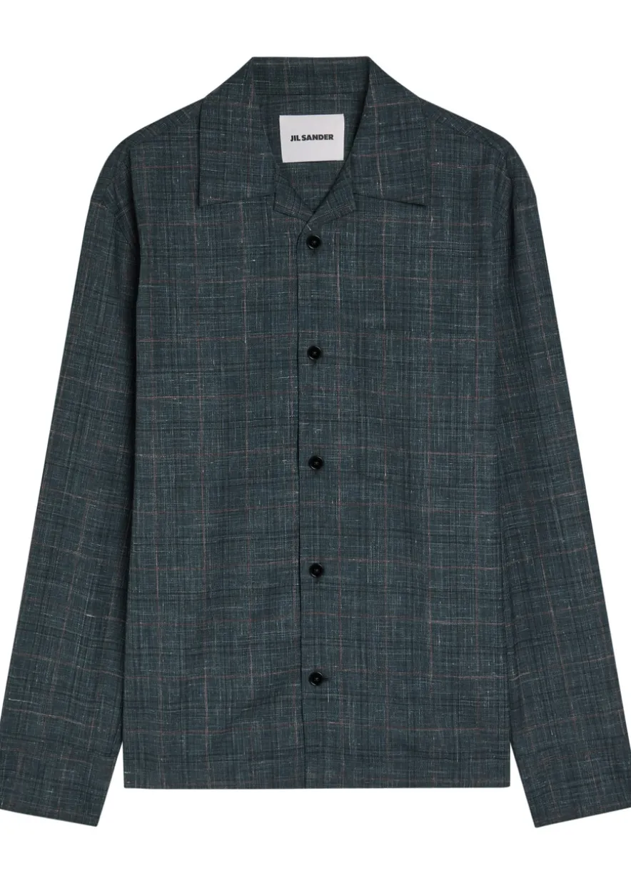 Checked wool-blend shirt