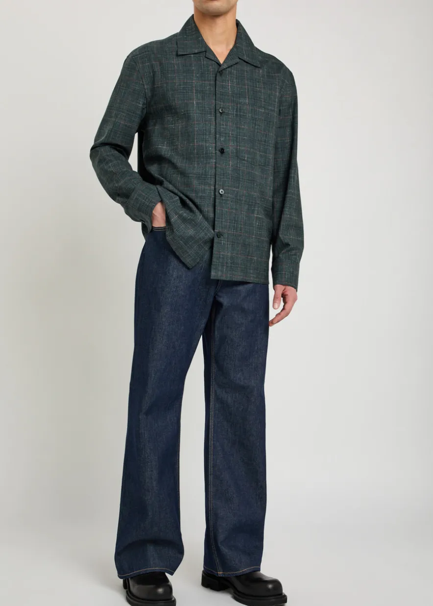 Checked wool-blend shirt
