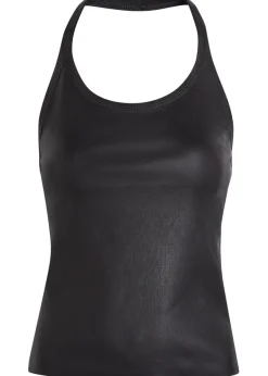 Cherry halterneck stretch-leather top