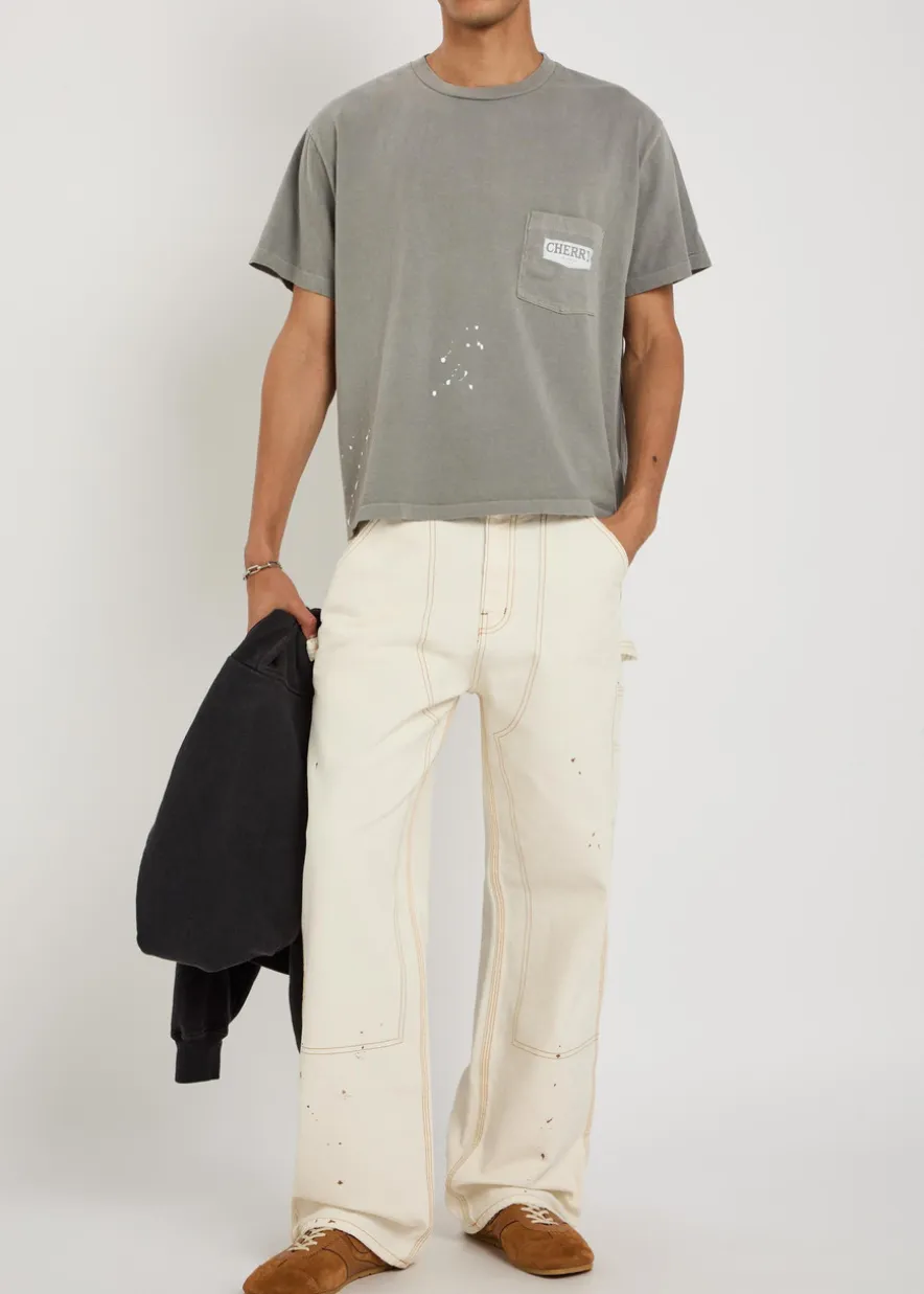 Chevron Boxy paint-splatter cotton T-shirt