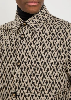 Chevron cotton and silk-blend overshirt