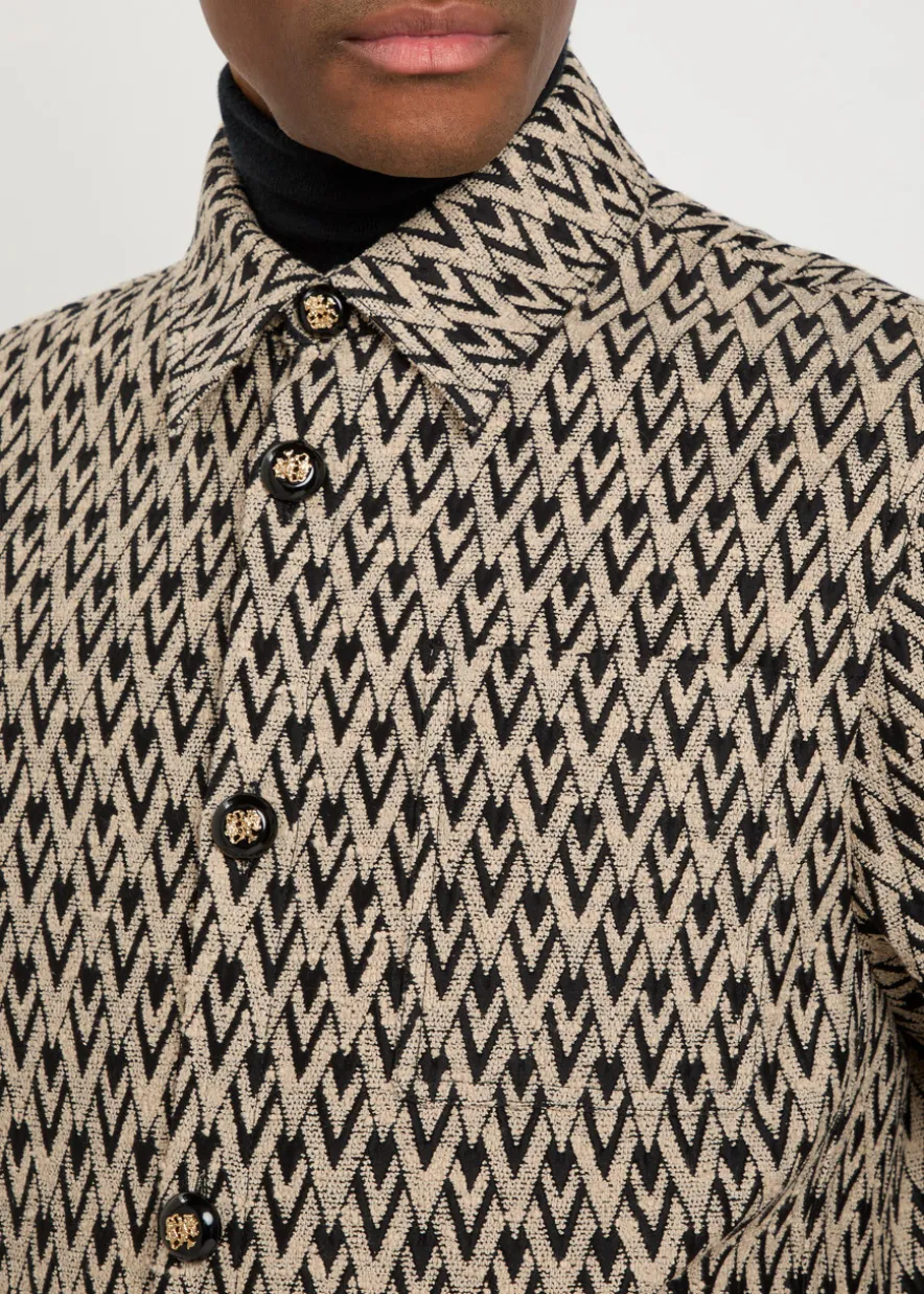 Chevron cotton and silk-blend overshirt
