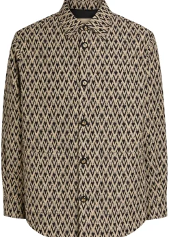 Chevron cotton and silk-blend overshirt
