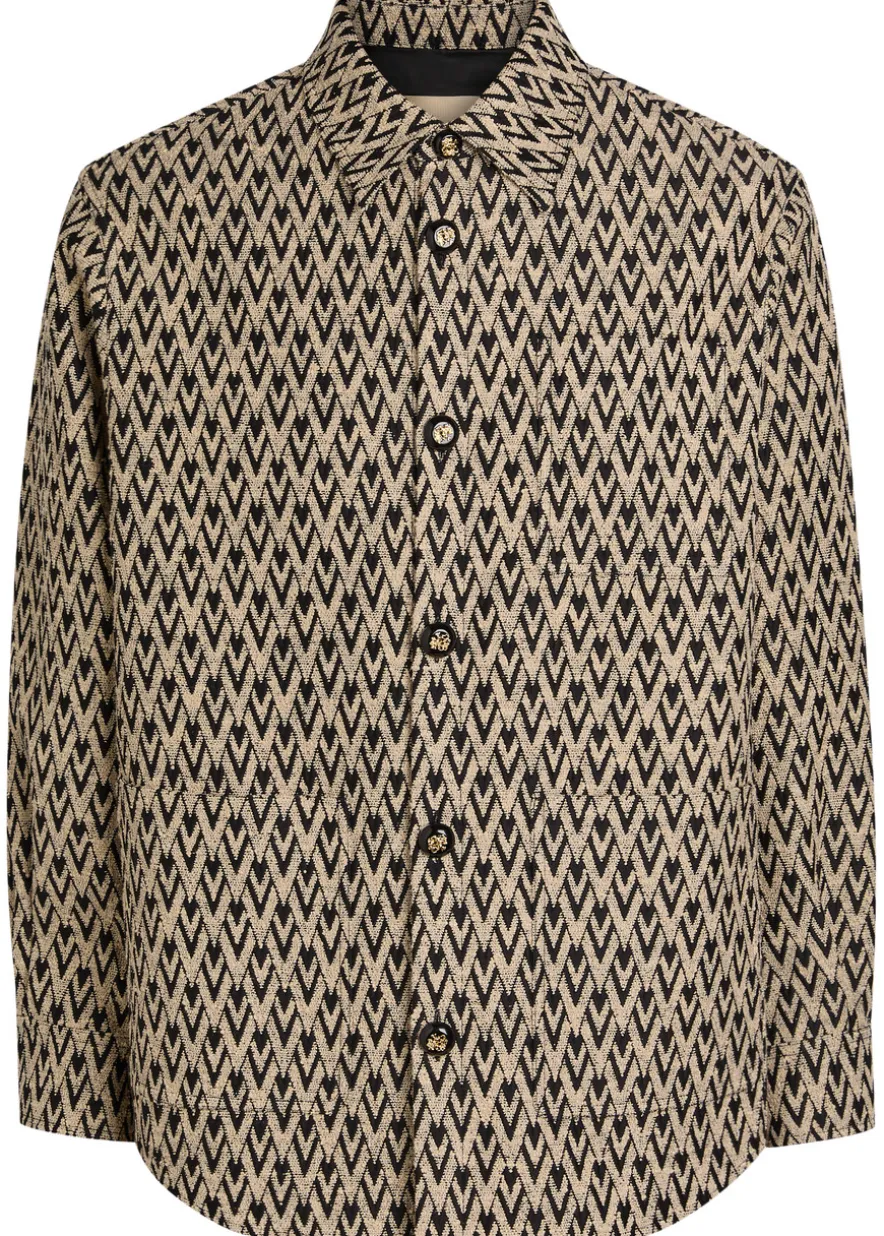 Chevron cotton and silk-blend overshirt