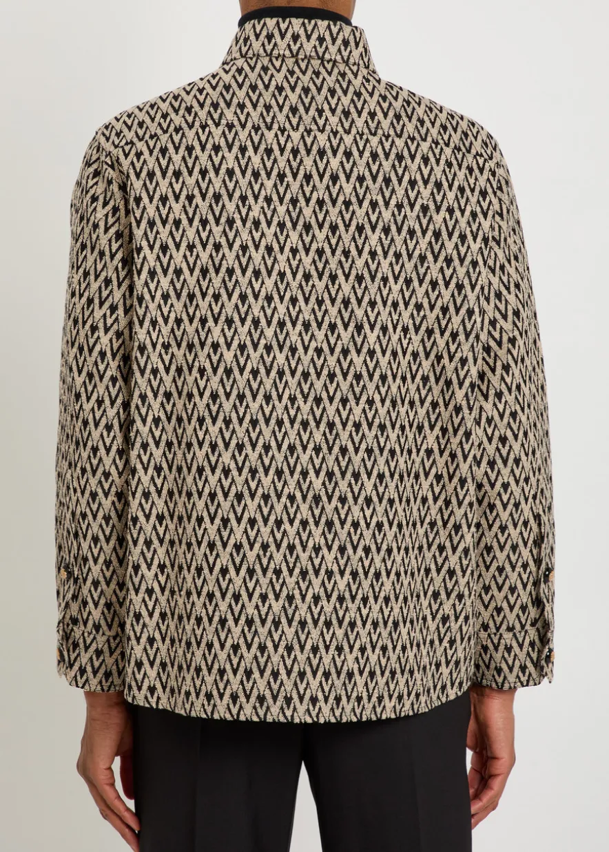 Chevron cotton and silk-blend overshirt