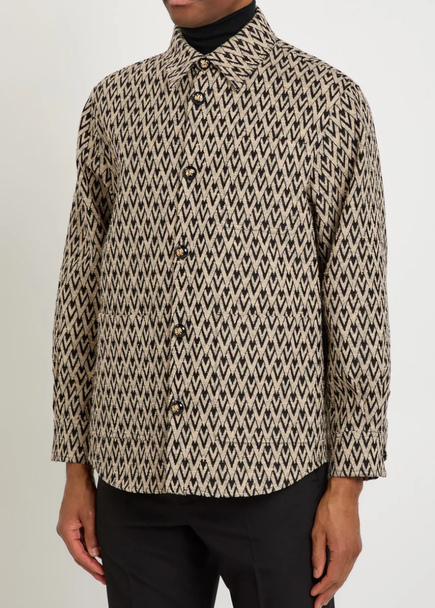 Chevron cotton and silk-blend overshirt