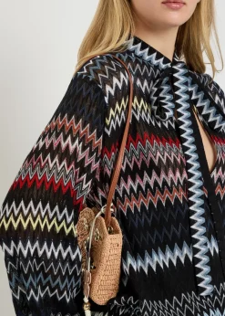 Chevron fine-knit mini dress