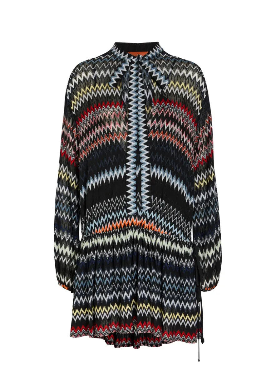 Chevron fine-knit mini dress