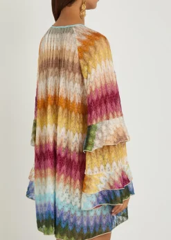 Chevron fine-knit mini dress