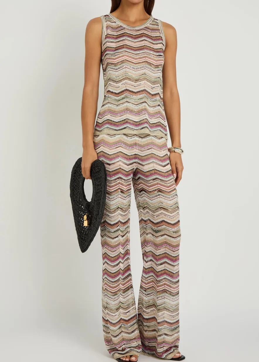 Chevron fine-knit top