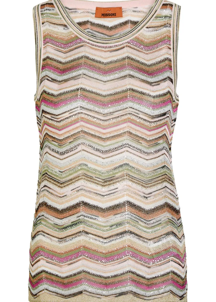Chevron fine-knit top