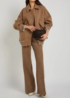 Chevron wide-leg wool-blend trousers