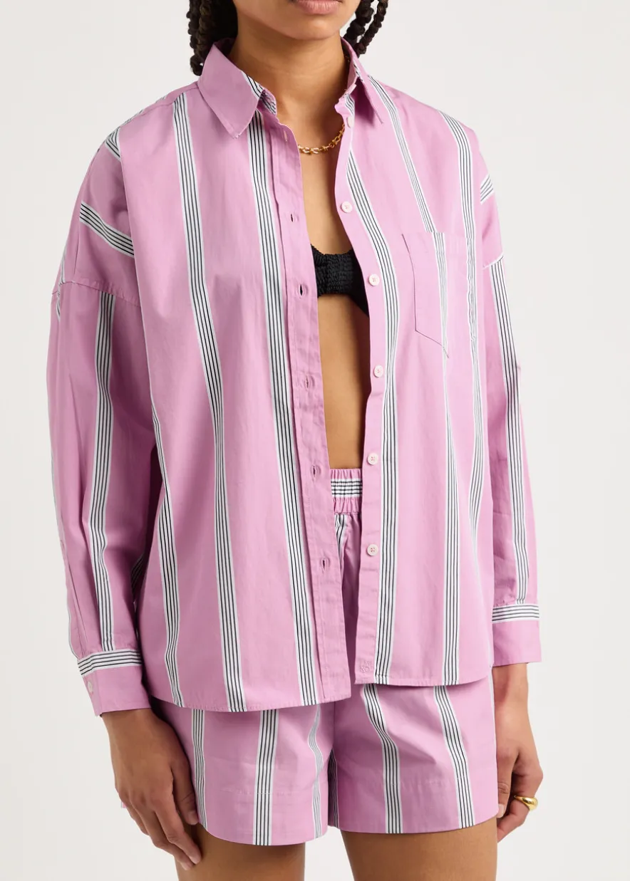 Chiara striped cotton-poplin shirt