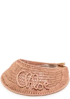 Chloé logo-embroidered raffia visor