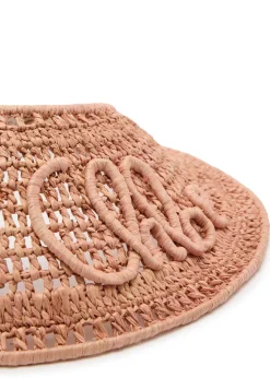 Chloé logo-embroidered raffia visor