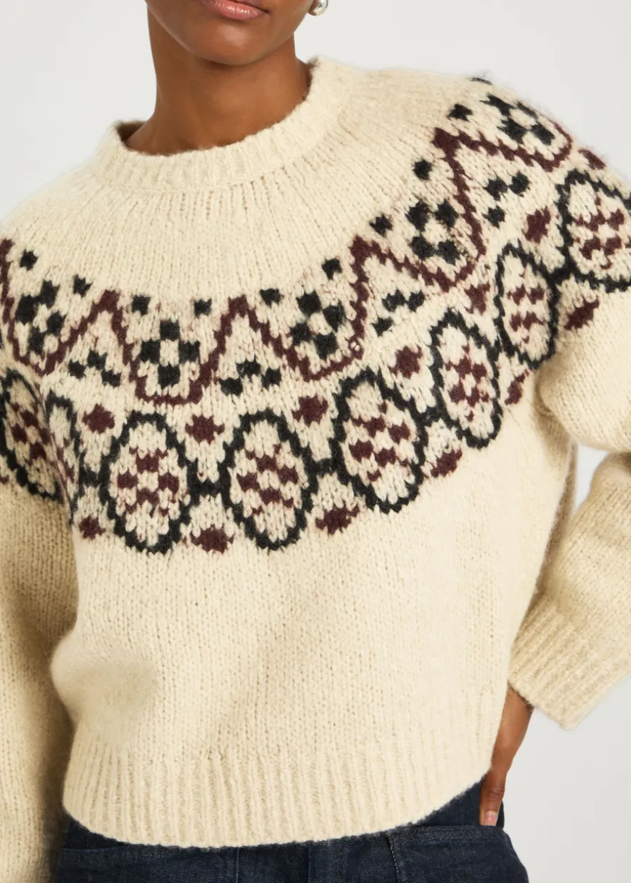 Chrissy patterned cashmere and silk-blend jumper
