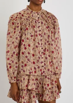Christa ruffled floral-print cotton shirt