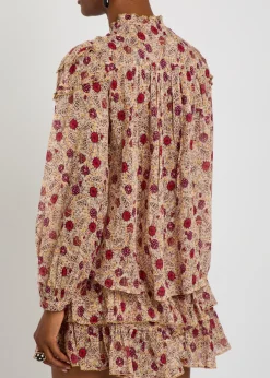 Christa ruffled floral-print cotton shirt