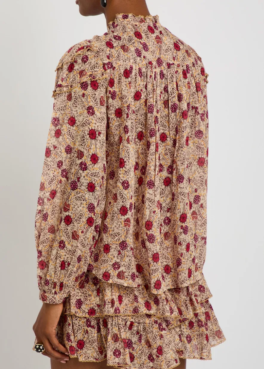 Christa ruffled floral-print cotton shirt