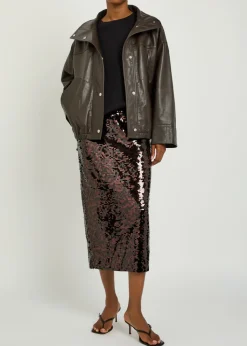 Ciara sequin-embellished mesh midi skirt