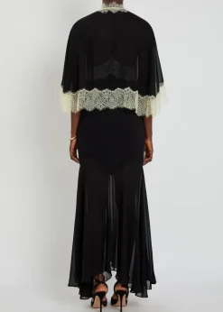 Cielo lace-trimmed chiffon cape and maxi dress