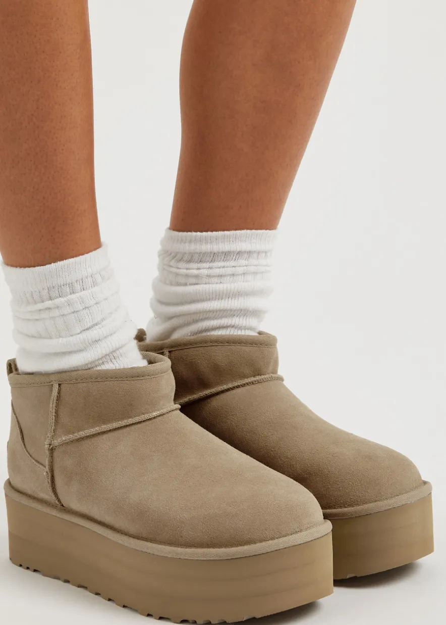 Classic Ultra Mini suede flatform boots