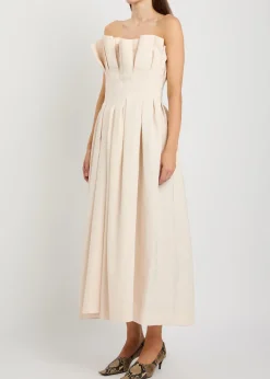 Claude pleated woven midi dress