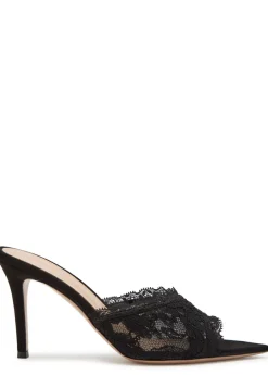 Claudia 85 lace and suede mules