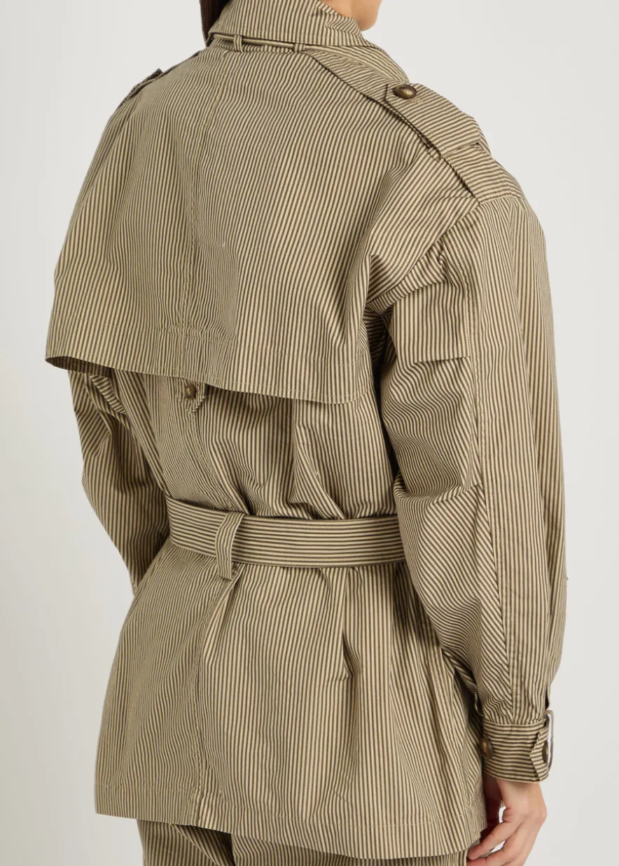 Claya striped belted cotton jacket