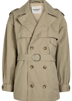 Claya striped belted cotton jacket