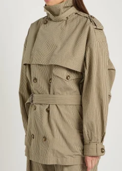 Claya striped belted cotton jacket