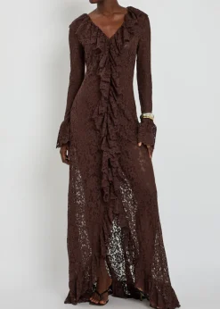 Clementina ruffled guipure lace maxi dress