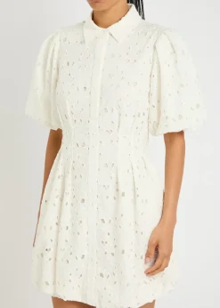 Cleo floral-embroidered cotton mini dress