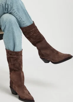 Clive 35 draped suede mid-calf boots