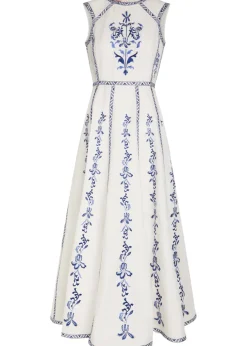 Clodette embroidered cotton-poplin midi dress