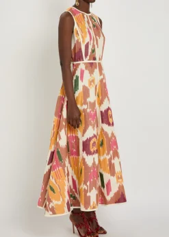 Clodette printed cotton and linen-blend midi dress