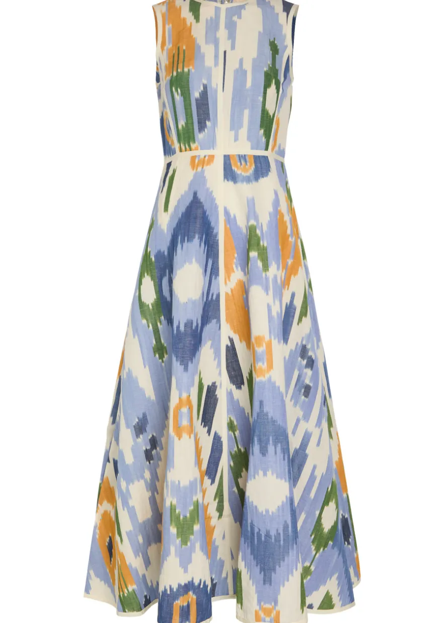 Clodette printed cotton and linen-blend midi dress