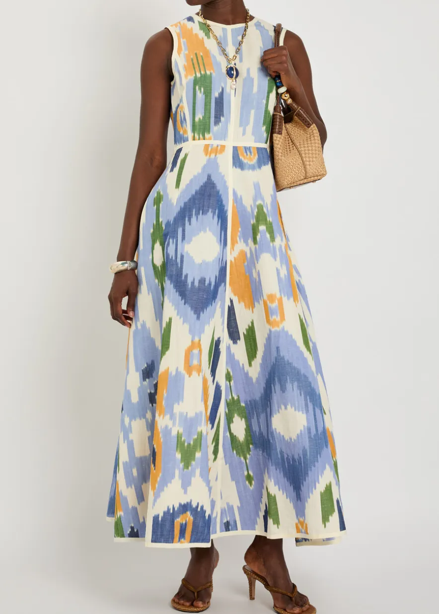 Clodette printed cotton and linen-blend midi dress