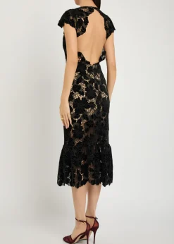 Clover cutwork lace midi dress